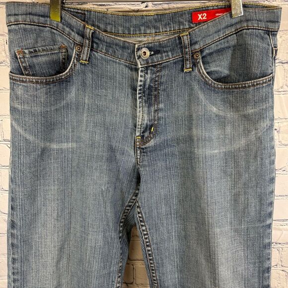 VINTAGE 90s Express X2 Low Rise Festival Rocker Stevie Boho Boot Leg Jeans 10 - Picture 4 of 11